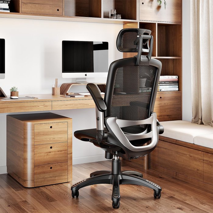 SUNNOW Mesh Office Chair with Flip-Up Arms and 3D Headrest
