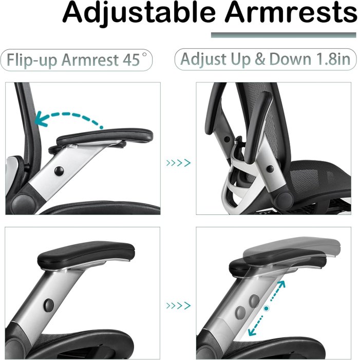 SUNNOW Mesh Office Chair with Flip-Up Arms and 3D Headrest (image 4)