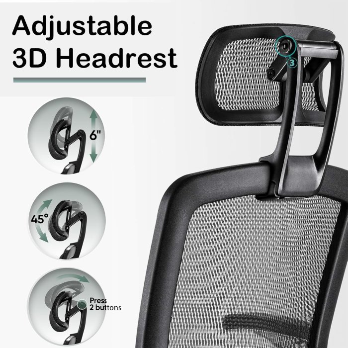 SUNNOW Mesh Office Chair with Flip-Up Arms and 3D Headrest (image 5)