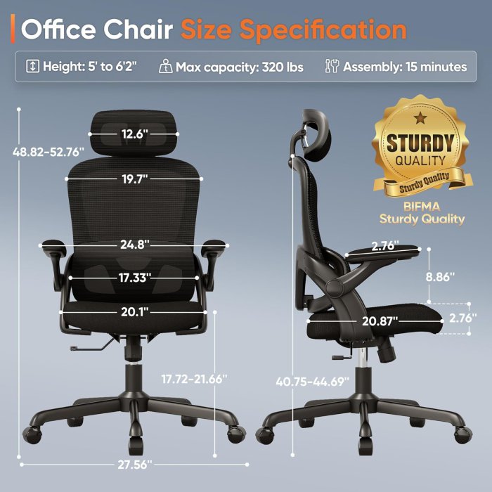 SUNNOW Mesh Office Chair with Lumbar Support & 3D Arms (image 3)